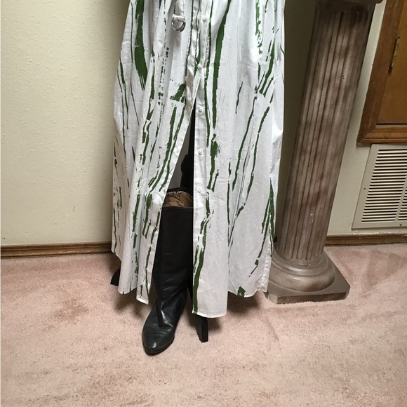 Banana Republic Moss Green and White Patterned Dress, NWT - Picture 3 of 14